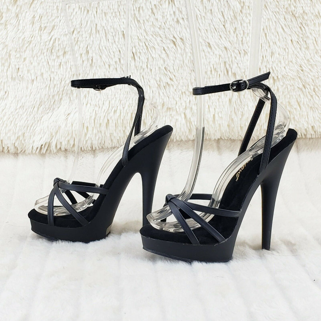 Sultry 638 Black Matte 6" High Heels Strappy Platform Sandal Shoes NY - Totally Wicked Footwear