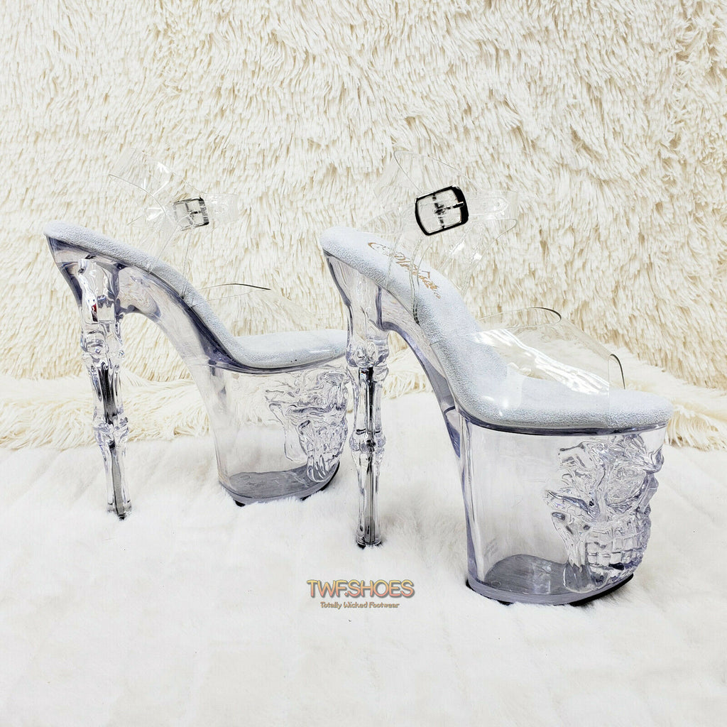 Rapture Clear See Thru Skull & Bones 8" High Heel Platform Shoes 5-10 NY - Totally Wicked Footwear