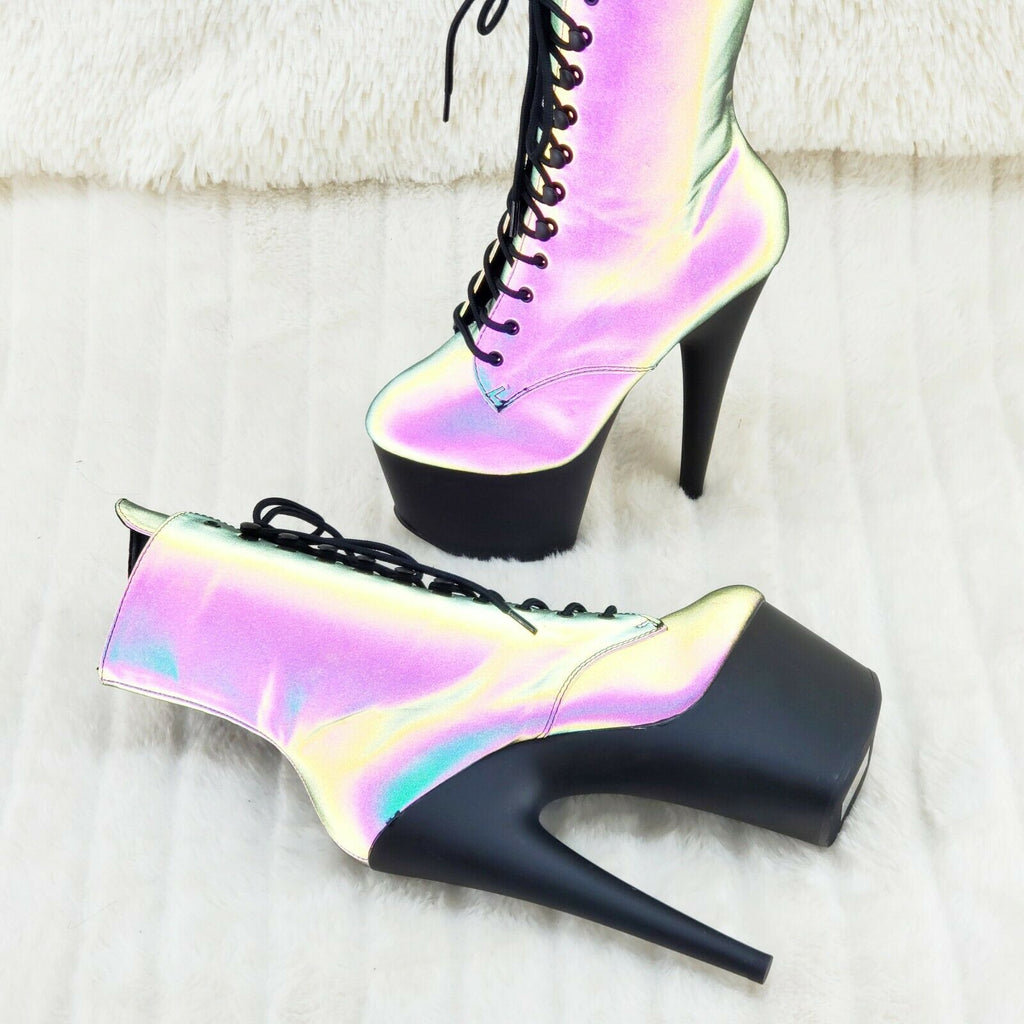 Adore 1020REFL Reflective Upper Platform 7" High Heel Ankle Boots NY 6 - 12 - Totally Wicked Footwear
