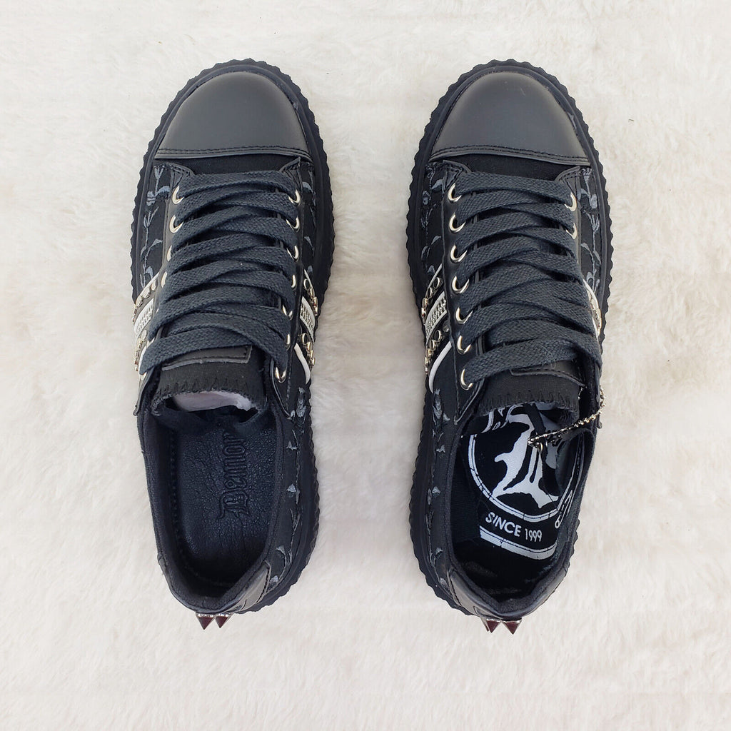 Sneeker Gothic Rose Embroidered Creeper Sneaker Punk Goth NY - Totally Wicked Footwear