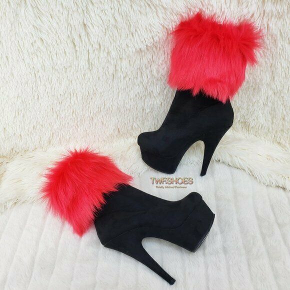 Delight 1000 Interchangeable Fur Collar Ankle Boots 6" High Heels In Stock NY - Totally Wicked Footwear