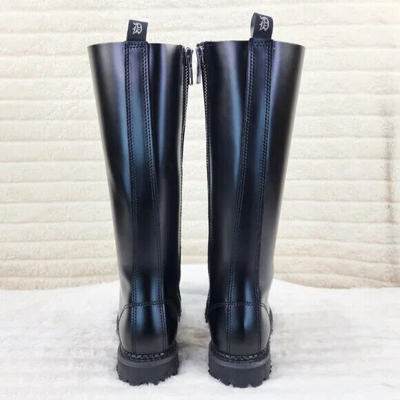Riot 20 Goth Combat Biker Steel Toe Boots Black Leather Men Sizes NY IN HOUSE - Totally Wicked Footwear