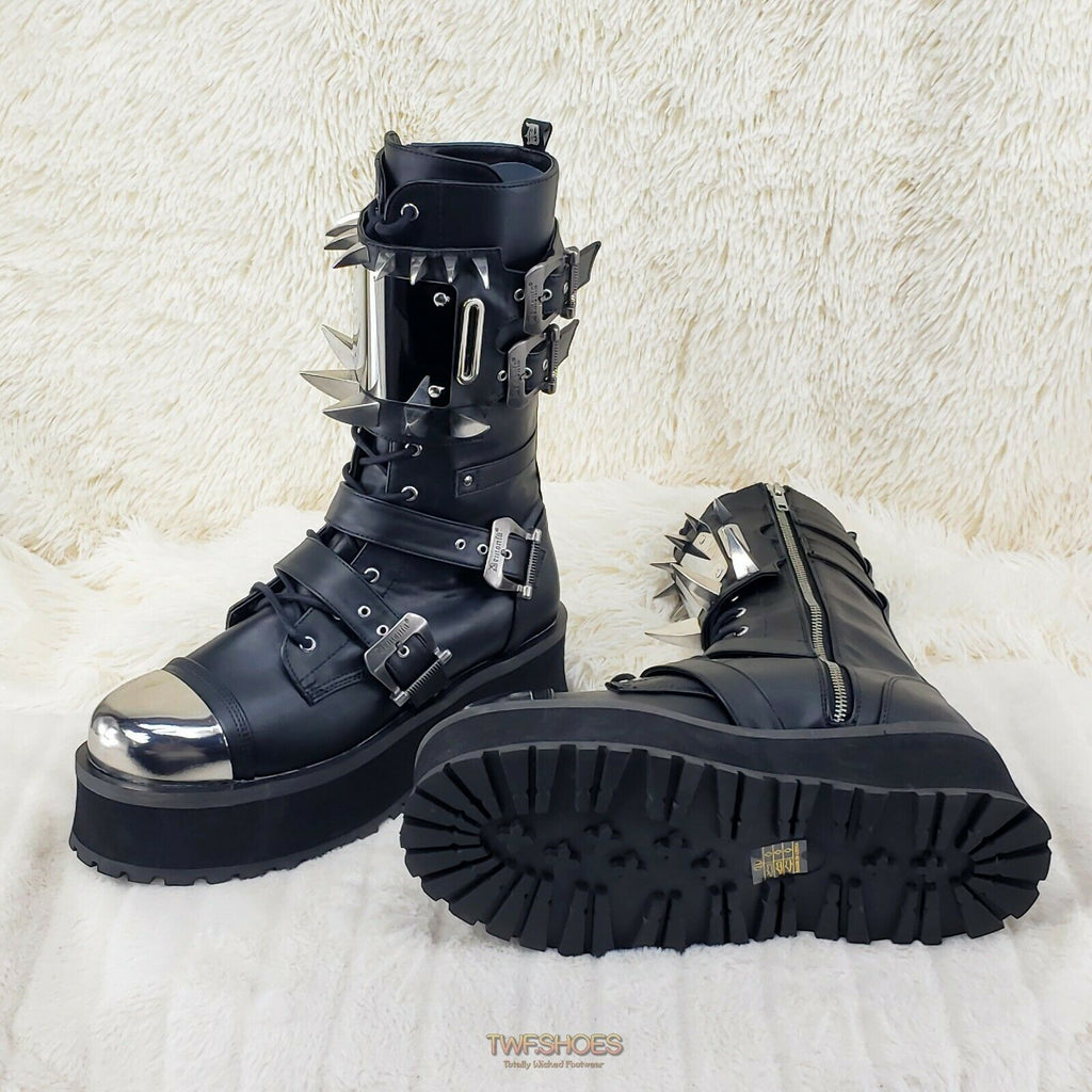 GraveDigger 250 Claw Spike Black Lace Up Boots Mid Calf Men Sizes IN HOUSE STOCK - Totally Wicked Footwear
