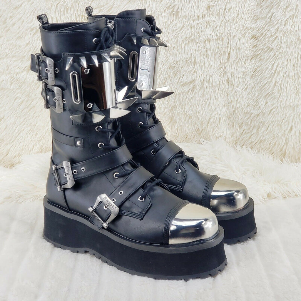 GraveDigger 250 Claw Spike Black Lace Up Boots Mid Calf Men Sizes IN HOUSE STOCK - Totally Wicked Footwear
