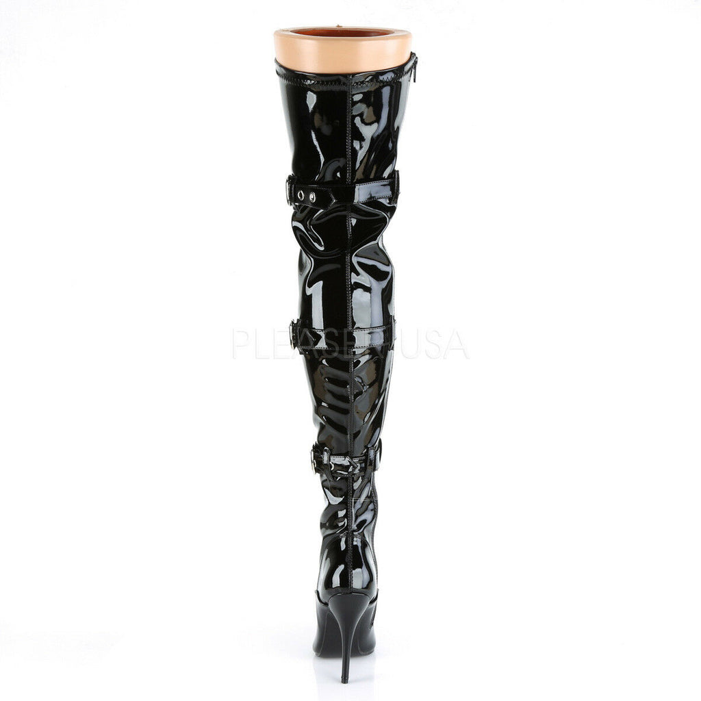 Seduce 3028 Buckle Lace Up Thigh High Single Sole Boots 5" Stiletto Heel 6-14 - Totally Wicked Footwear