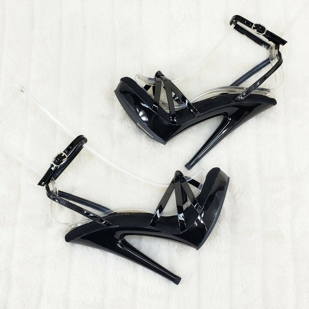 Sultry 638 Black Patent 6" High Heels Strappy Platform Sandal Shoes NY - Totally Wicked Footwear