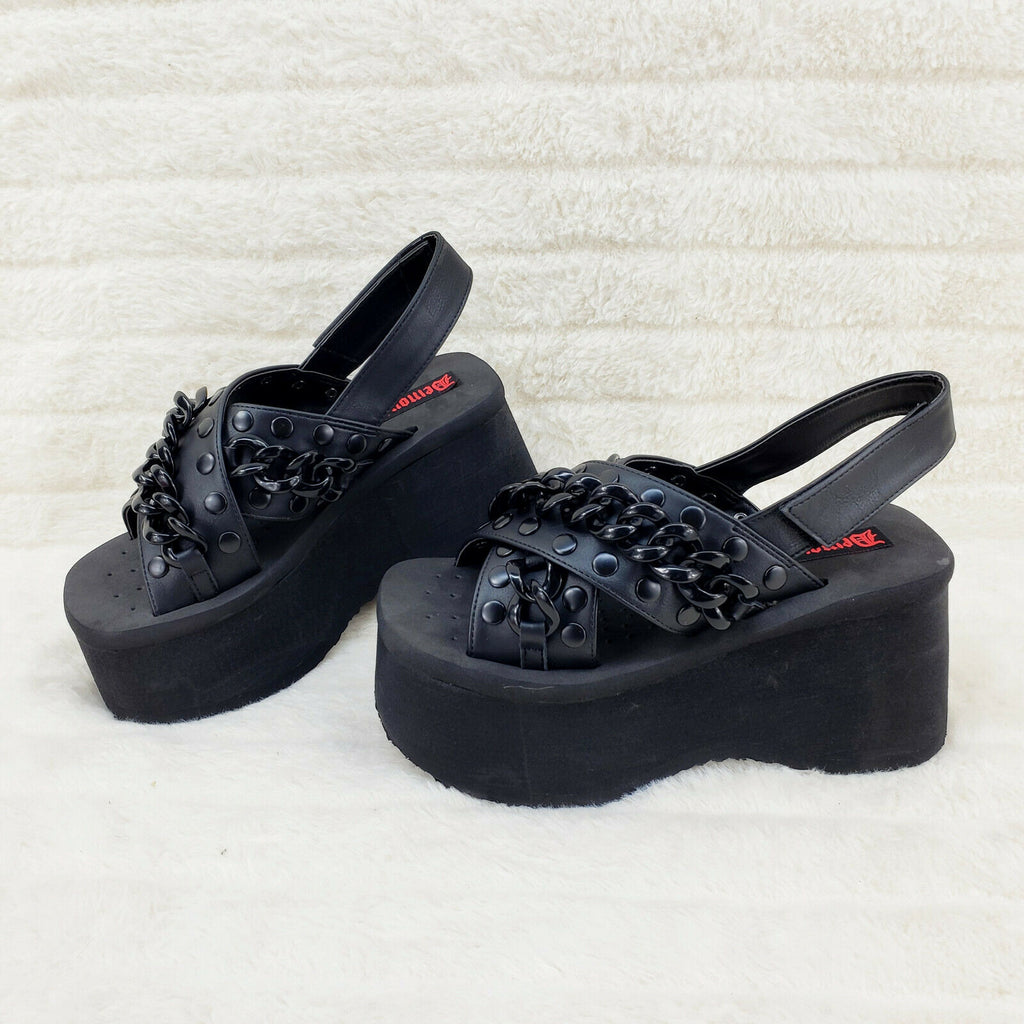 Funn Wedge Platform Goth Slingback Strap Sandals Shoes In House - Totally Wicked Footwear