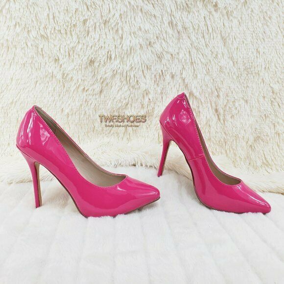 Amuse 20 Hot Pink Patent 5" High Heel Shoes Pumps Sizes 8 9 10 NY - Totally Wicked Footwear