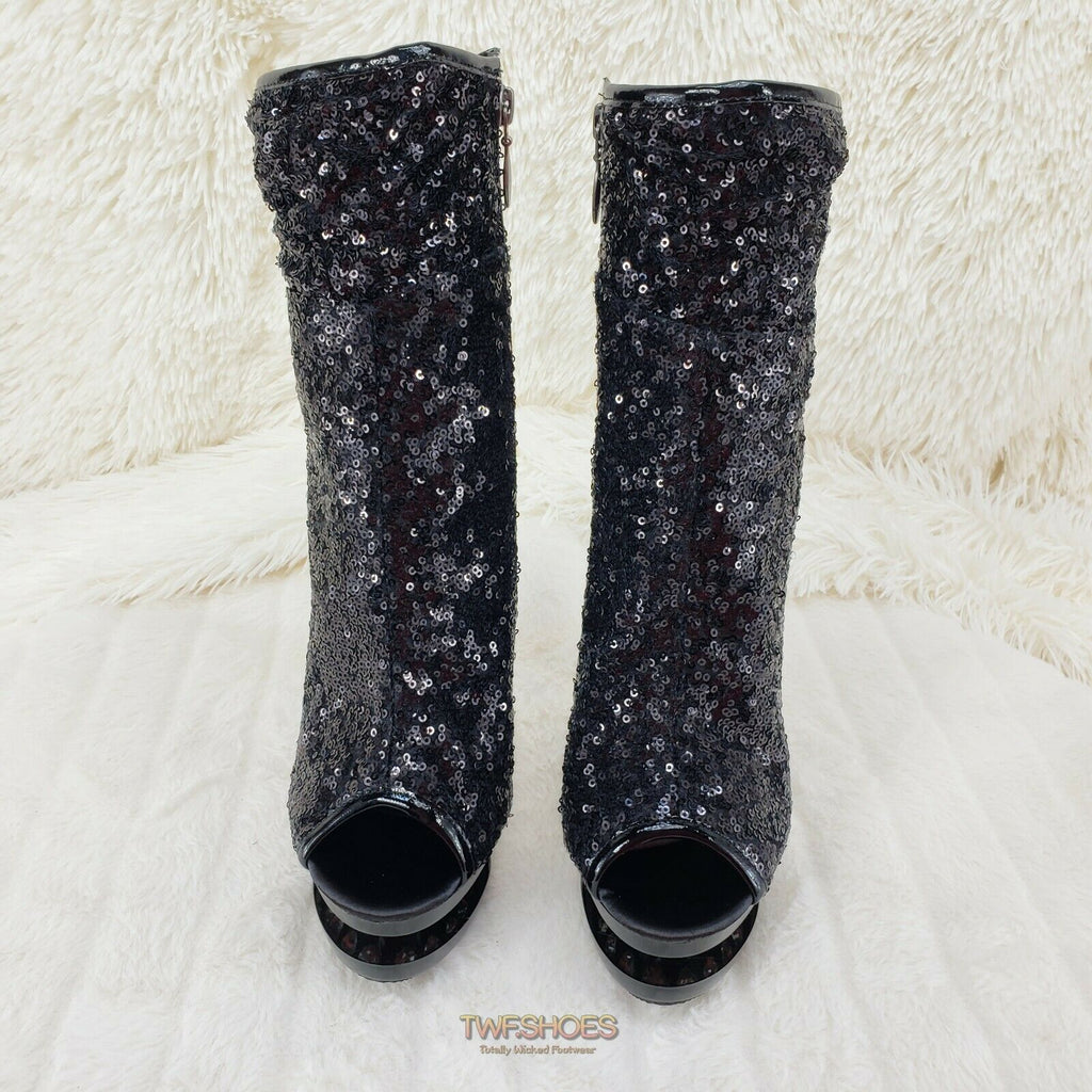 Blondie 1008 Black Sequin Slouchy High Heel Platform Ankle Boots Sizes 5-11 - Totally Wicked Footwear
