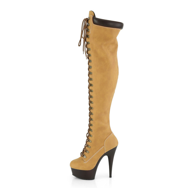 Delight 3000TL Nubuck Lace Up Platform Thigh High Boots 6" High Heels NY - Totally Wicked Footwear