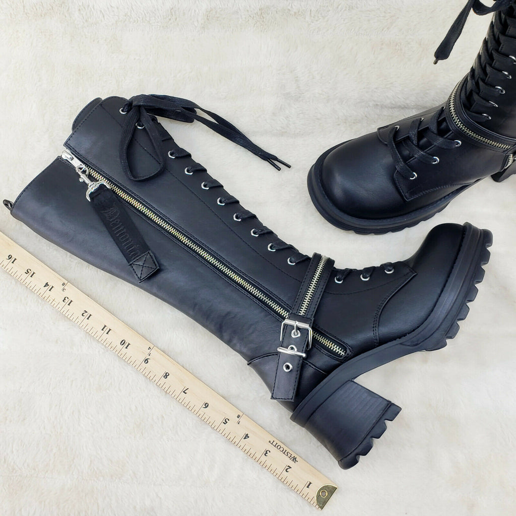 Bratty 206 Zipper Strap Biker Goth Punk Lace Up Knee Boots In House NY - Totally Wicked Footwear