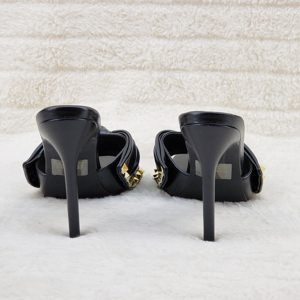 Darian Slip On Black Open Toe High Heel Clogs Mules Slides - Totally Wicked Footwear