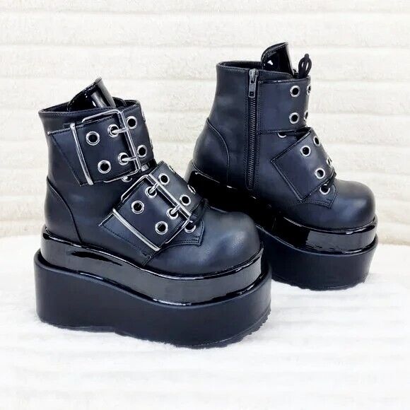 Bear 104 Black Matte 4.5" Goth Punk Rock Platform Ankle Boots Restocked NY - Totally Wicked Footwear