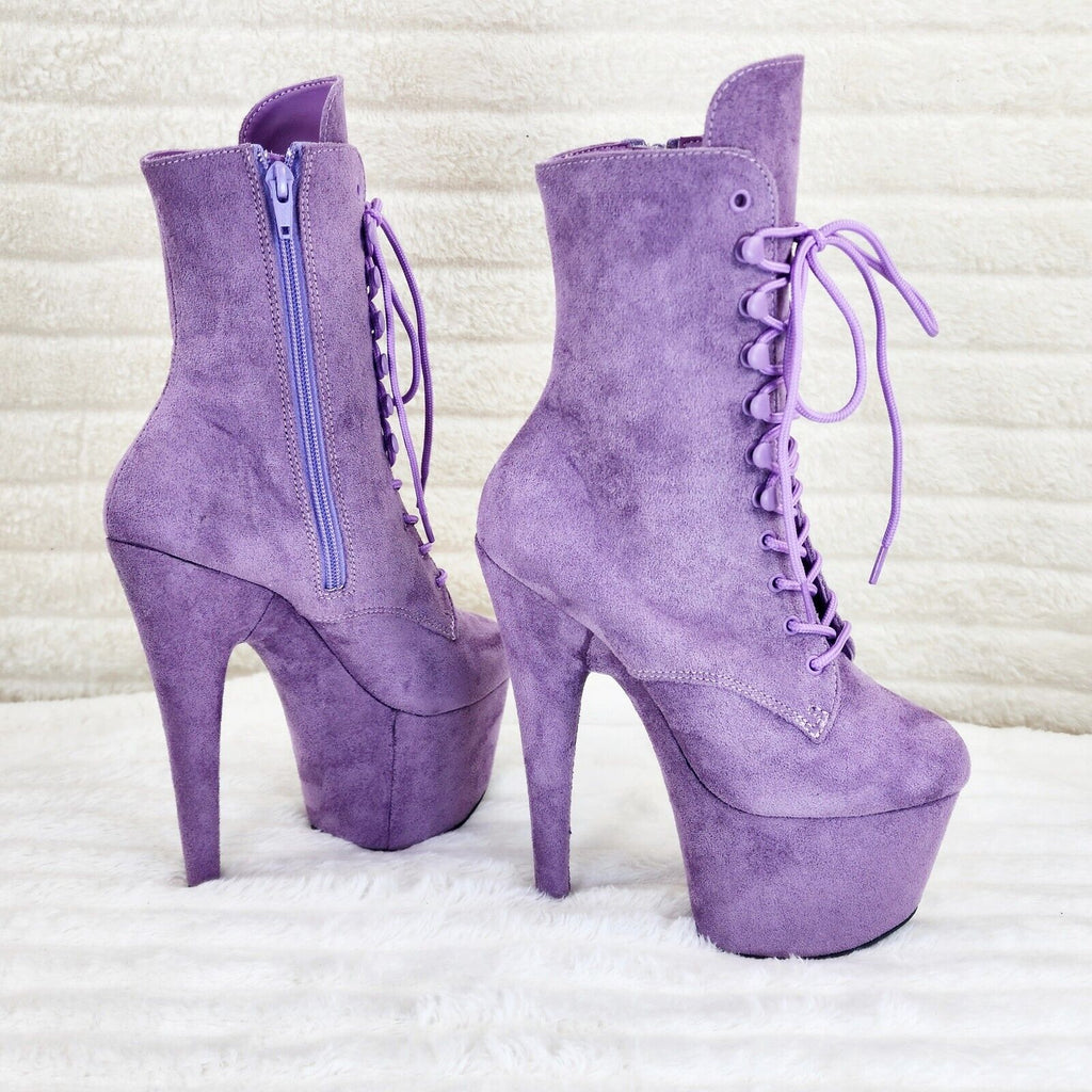 Adore 1020FS Lavender Lilac Purple Faux Suede  7" Heel Platform Ankle Boots NY - Totally Wicked Footwear