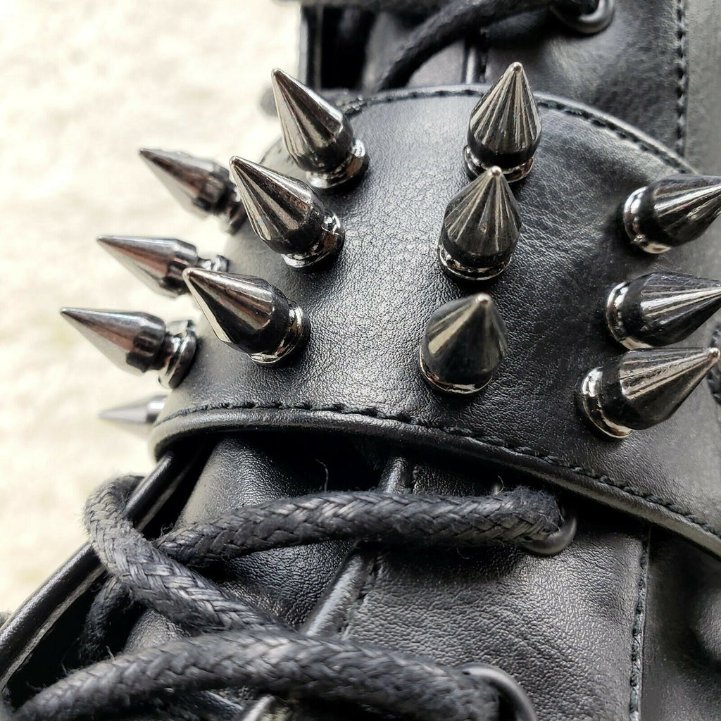 Swing 327 Black Knee Boot 5.5" Platform Studs & Spikes Goth Rave Boot Restock NY - Totally Wicked Footwear