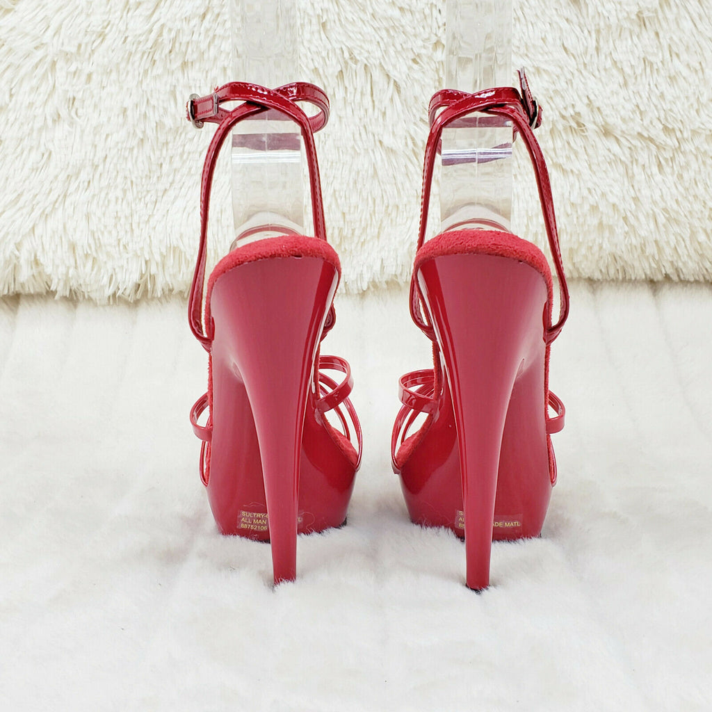 Sultry 638 Red Patent 6" High Heels Strappy Platform Sandal Shoes In House - Totally Wicked Footwear