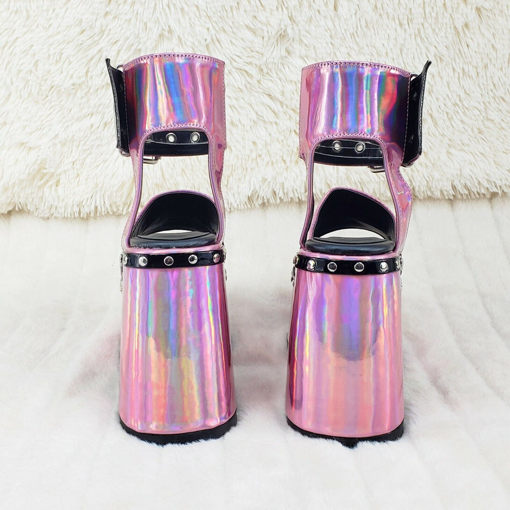 Demonia 102 Camel Stacked Pink Hologram Platform Sandals Goth Punk 6-12 NY - Totally Wicked Footwear