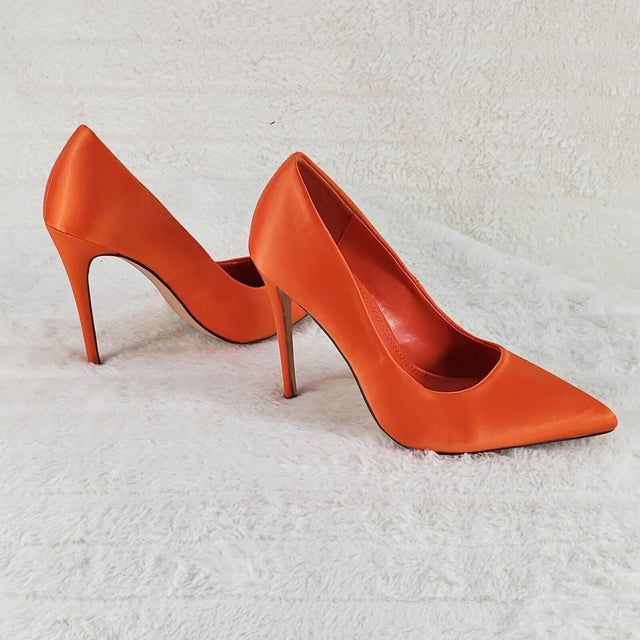 Fabulous Orange Satin Pointy Toe n High Heel Pumps 7-11 - Totally Wicked Footwear