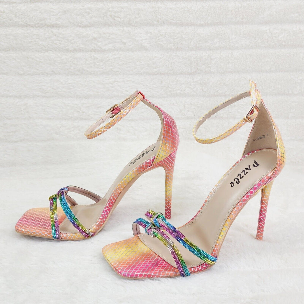 Symm Colorful Rhinestone Strap High Heel Stiletto Shoes - Totally Wicked Footwear