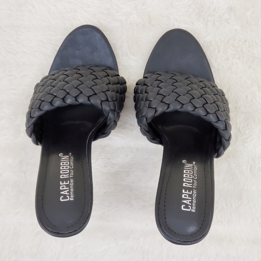 Anson Slip On Black Open Toe High Heel Clogs Mules Slides - Totally Wicked Footwear
