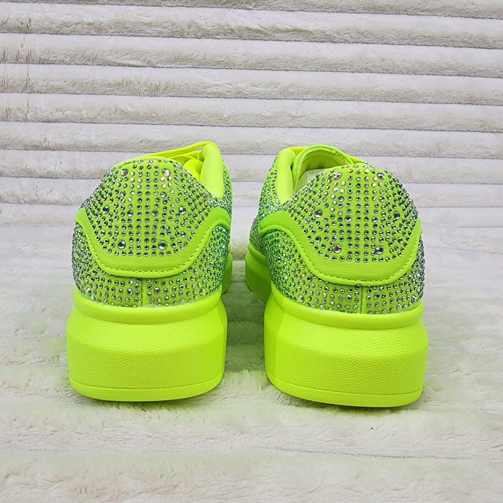 Cush Baby Bright Yellow Rhinestone Sneakers Tennis Shoes - Totally Wicked Footwear