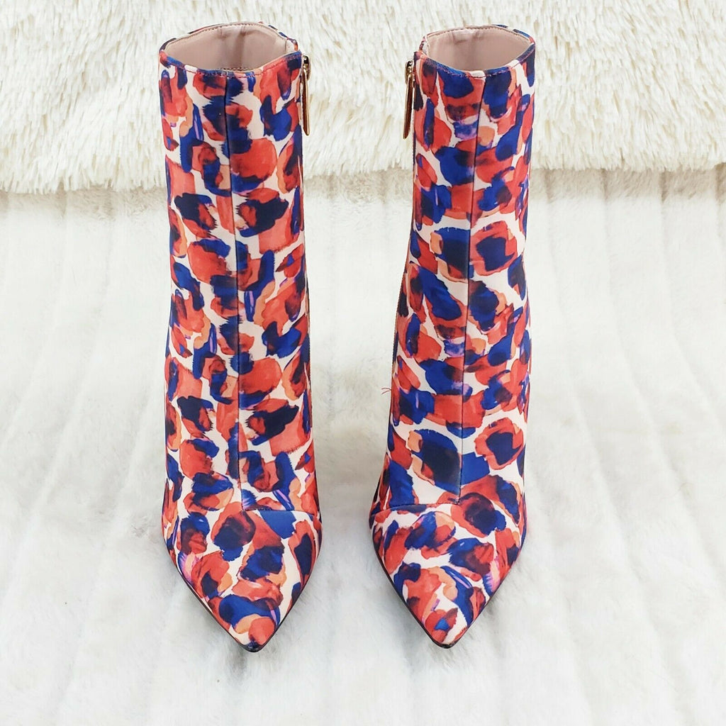 5" Geo Deco High Heel Multi Color Print Pointy Toe Ankle Boots Shawna - Totally Wicked Footwear