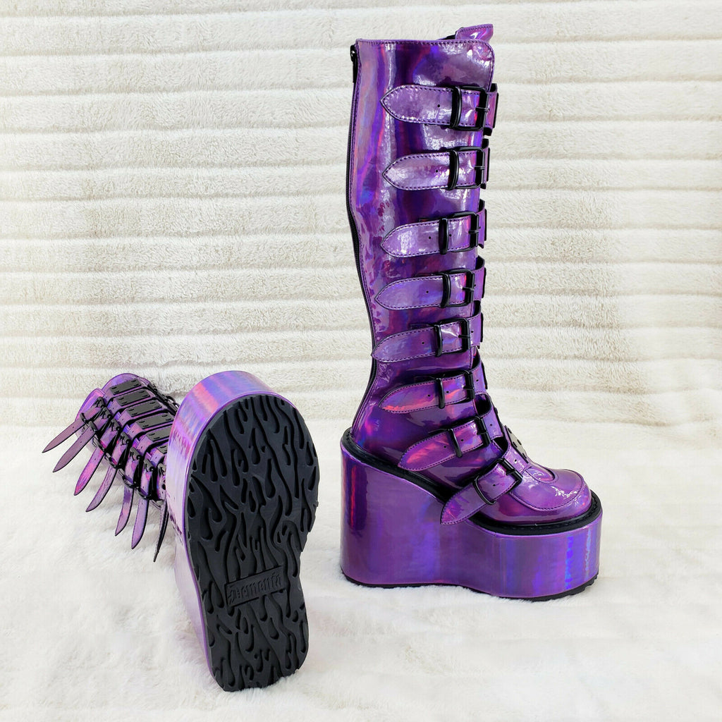 Swing 815 Purple hologram Goth Punk Knee Boot 5.5" Platform In House - Totally Wicked Footwear