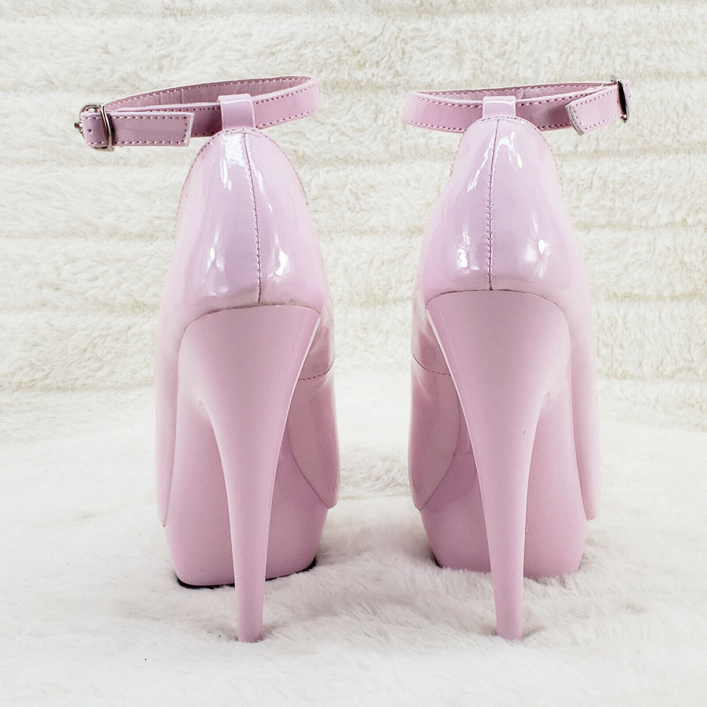 Sultry 686 Baby Pink Patent 6" High Heels Platform Pumps W Strap In House - Totally Wicked Footwear