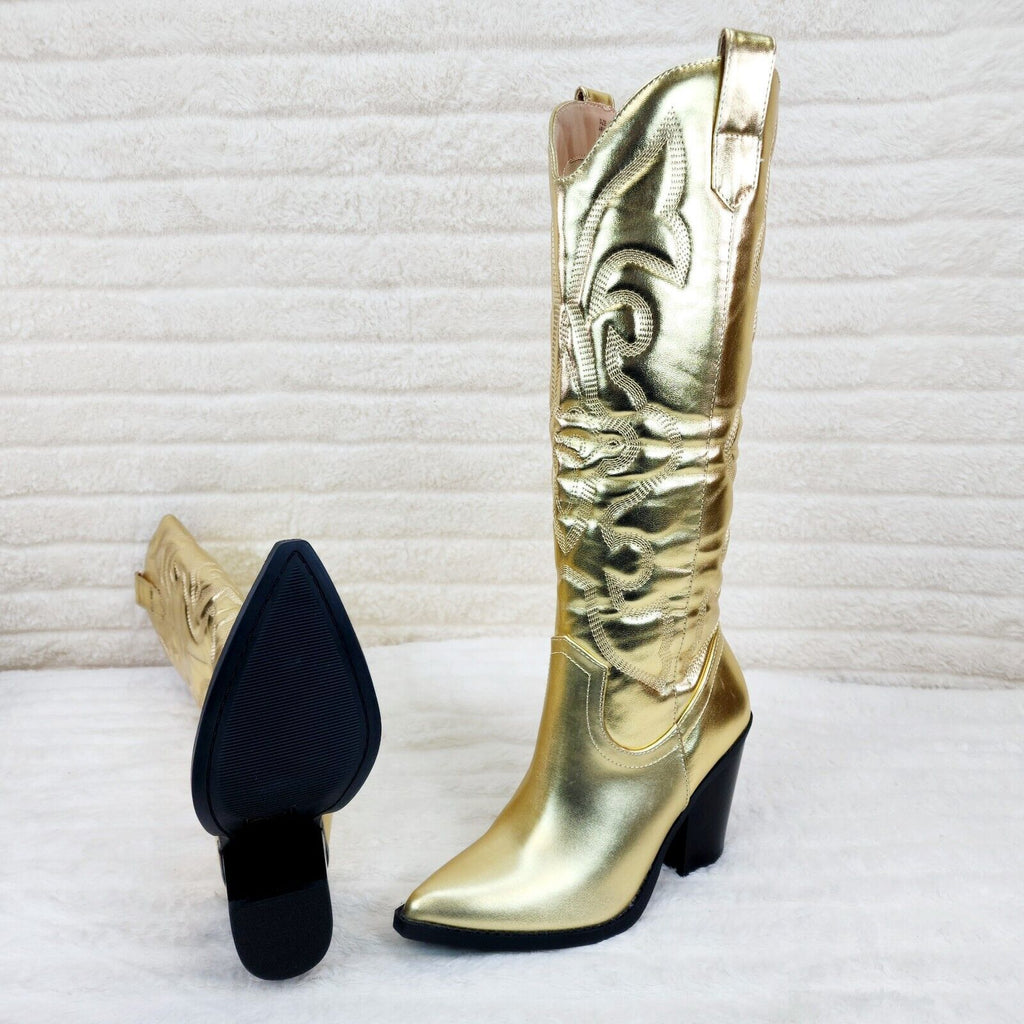 Texan Gold Western Knee High Cowgirl Boots - Totally Wicked Footwear