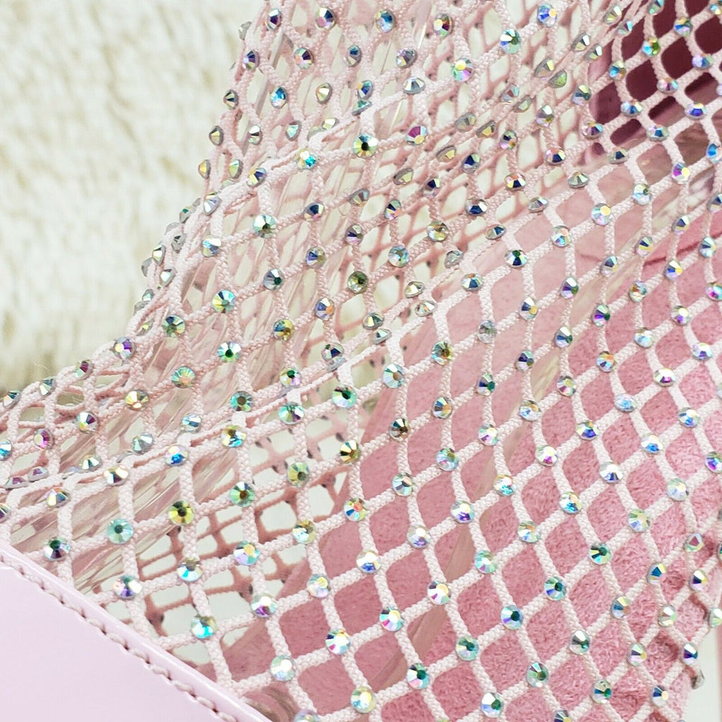 Adore 765RM Baby Pink Rhinestone Mesh Platform Sandals 7" High Heel Shoes NY - Totally Wicked Footwear