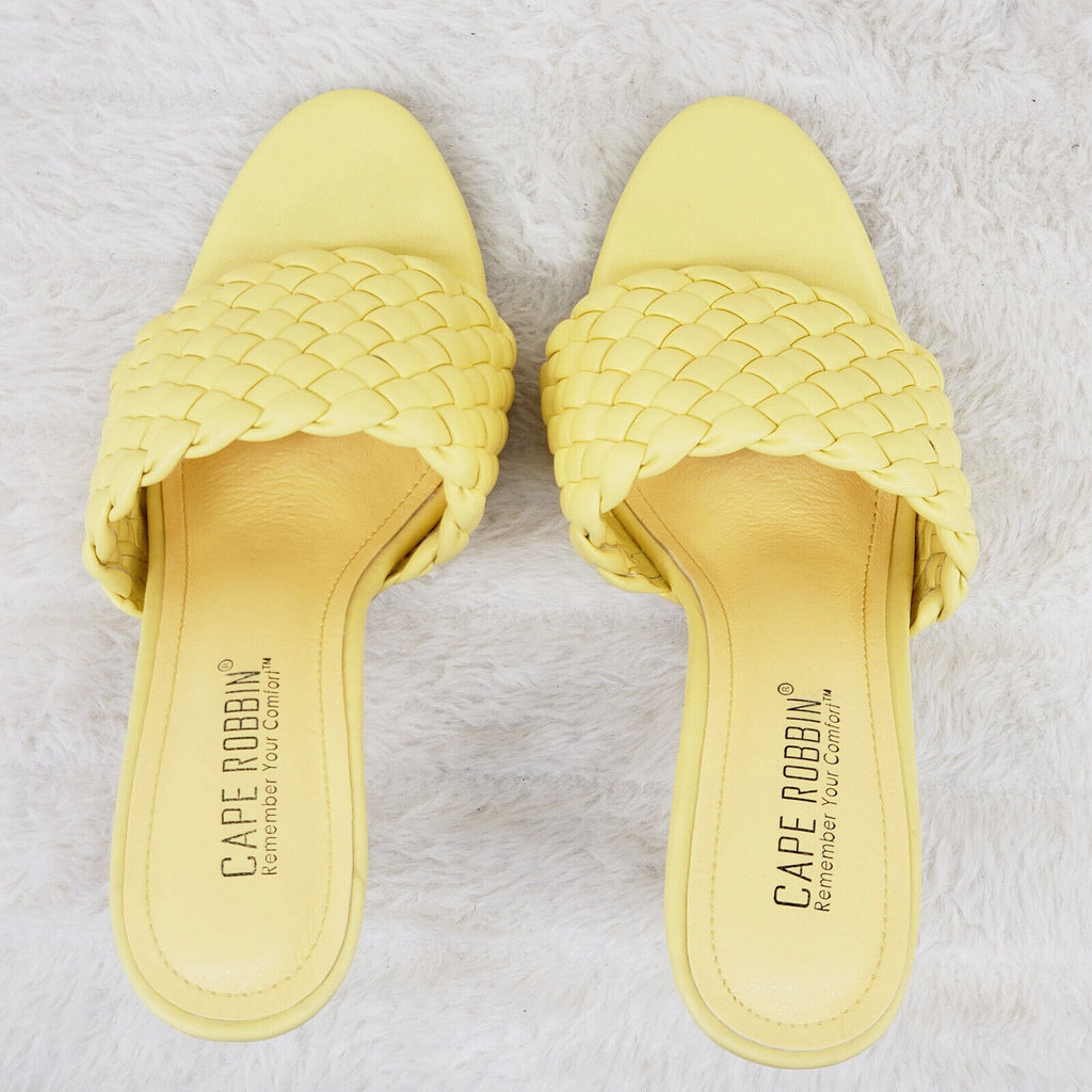 Anson Slip On Yellow Open Toe High Heel Clogs Mules Slides - Totally Wicked Footwear