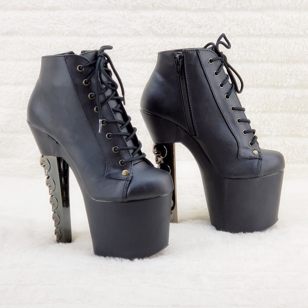 Voodoo 1005 Brush Metal Skull Stacked 7" High Heel Platform Boots IN HOUSE NY - Totally Wicked Footwear