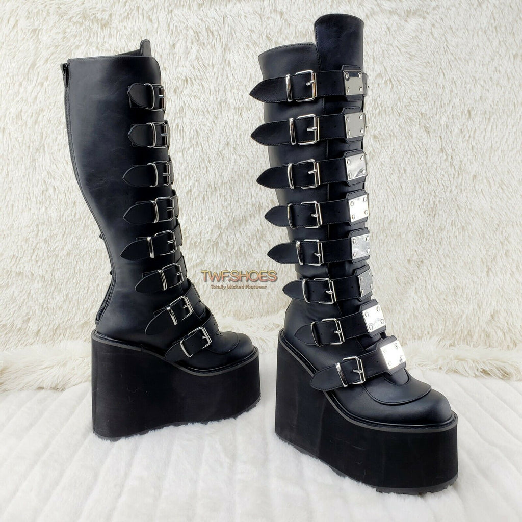 Swing 815WC Black Matte Goth Wide Calf Knee Boots 5.5" Platform NY - Totally Wicked Footwear