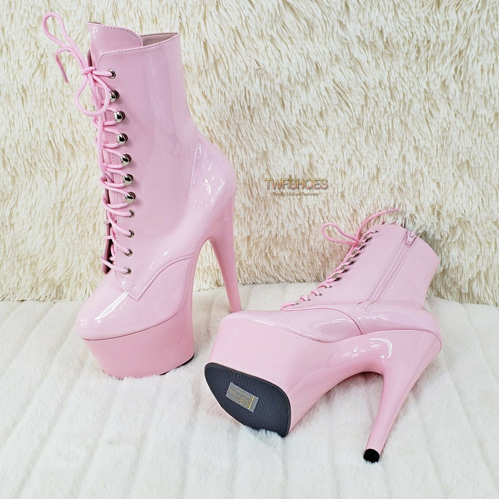 Baby Pink 1020 Adore 7" Heel Platform Ankle Boots NY - Totally Wicked Footwear