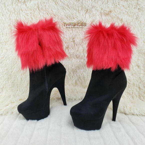 Delight 1000 Interchangeable Fur Collar Ankle Boots 6" High Heels In Stock NY - Totally Wicked Footwear