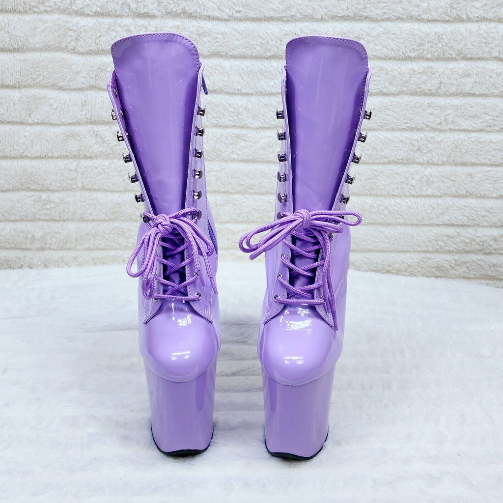 Flamingo 1020 Lilac Purple Patent 8" Heel Platform Ankle Boots US 6-12 NY - Totally Wicked Footwear