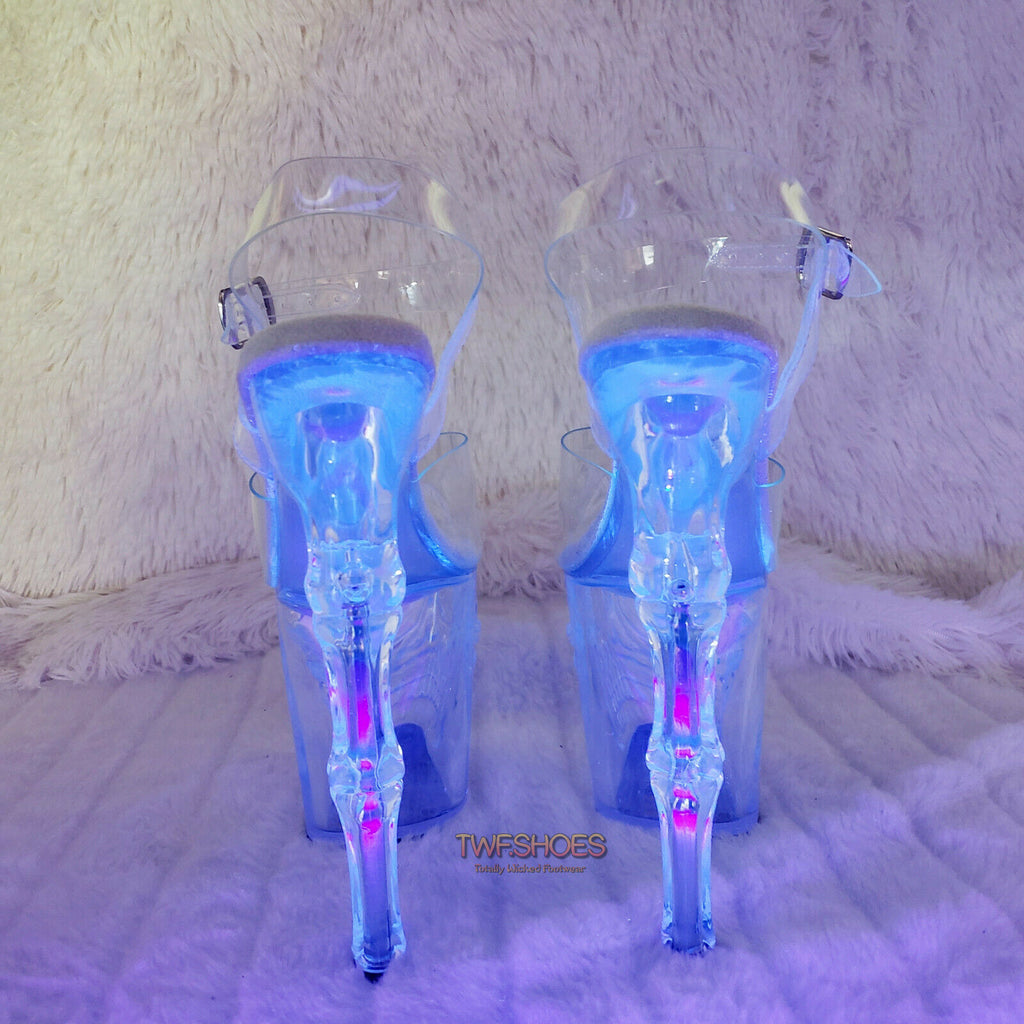 Rapture Clear See Thru Skull & Bones 8" High Heel Platform Shoes 5-10 NY - Totally Wicked Footwear