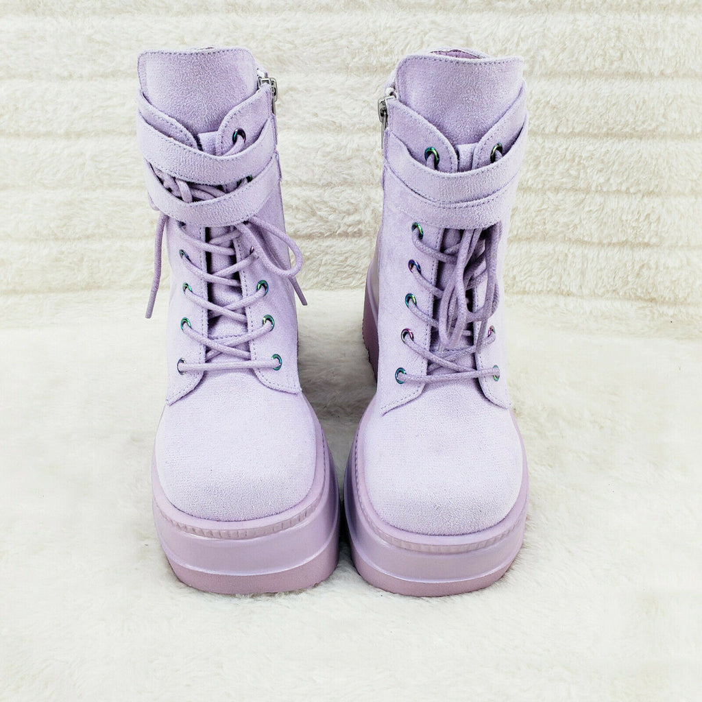Shaker 52 Lilac Faux Suede Platform 4.5" Wedge Heel Ankle Boots Size 6-12 NY - Totally Wicked Footwear
