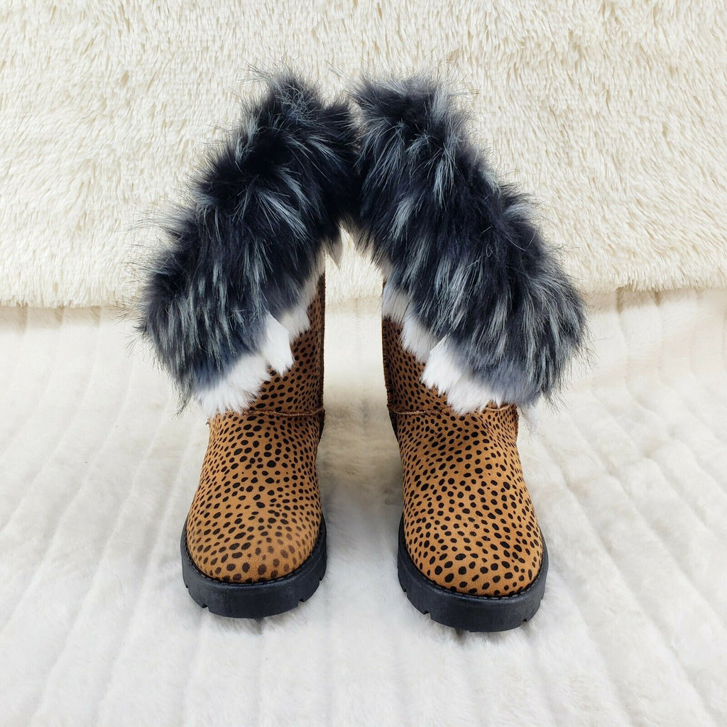 Chi Chi Cheetah Print Faux Fur Thick Lined Winter Boots - Totally Wicked Footwear