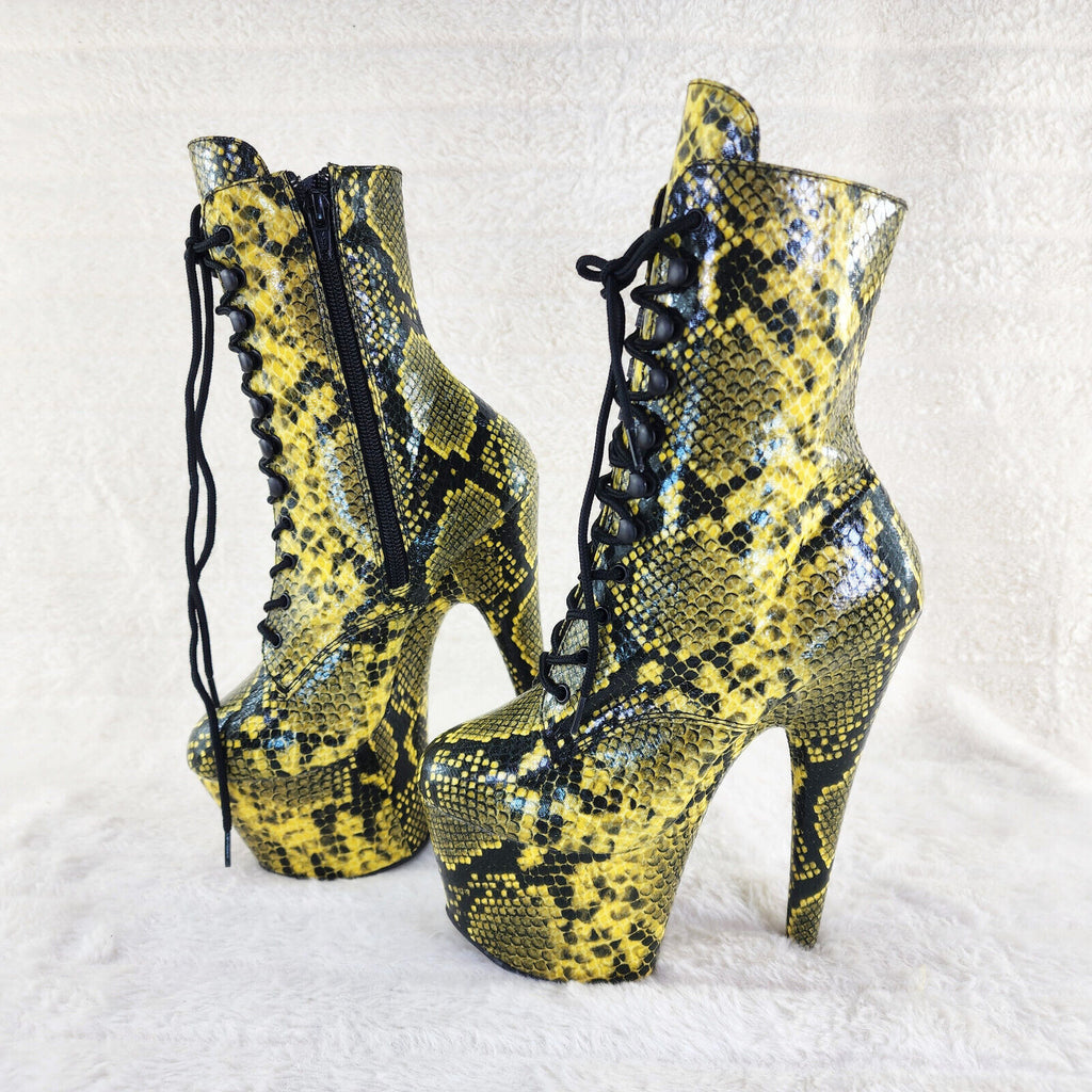 Adore 1020 Yellow Snake Print 7" High Heel Platform Ankle Boots NY - Totally Wicked Footwear