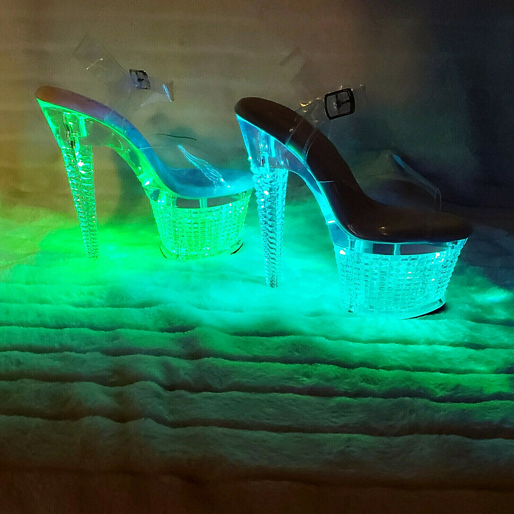 Flash Dance 708 LED Multi Light Up Platform Shoes Sandals 7" High Heel Shoes NY - Totally Wicked Footwear