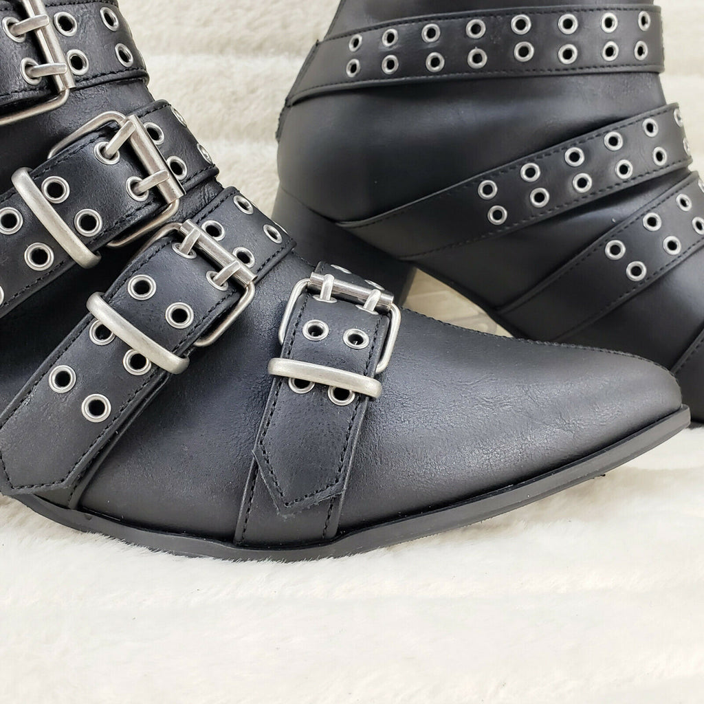 Wicked Warlock 70 Multi Strap Winklepicker Ankle Boots Mens Matte NY IN HOUSE - Totally Wicked Footwear
