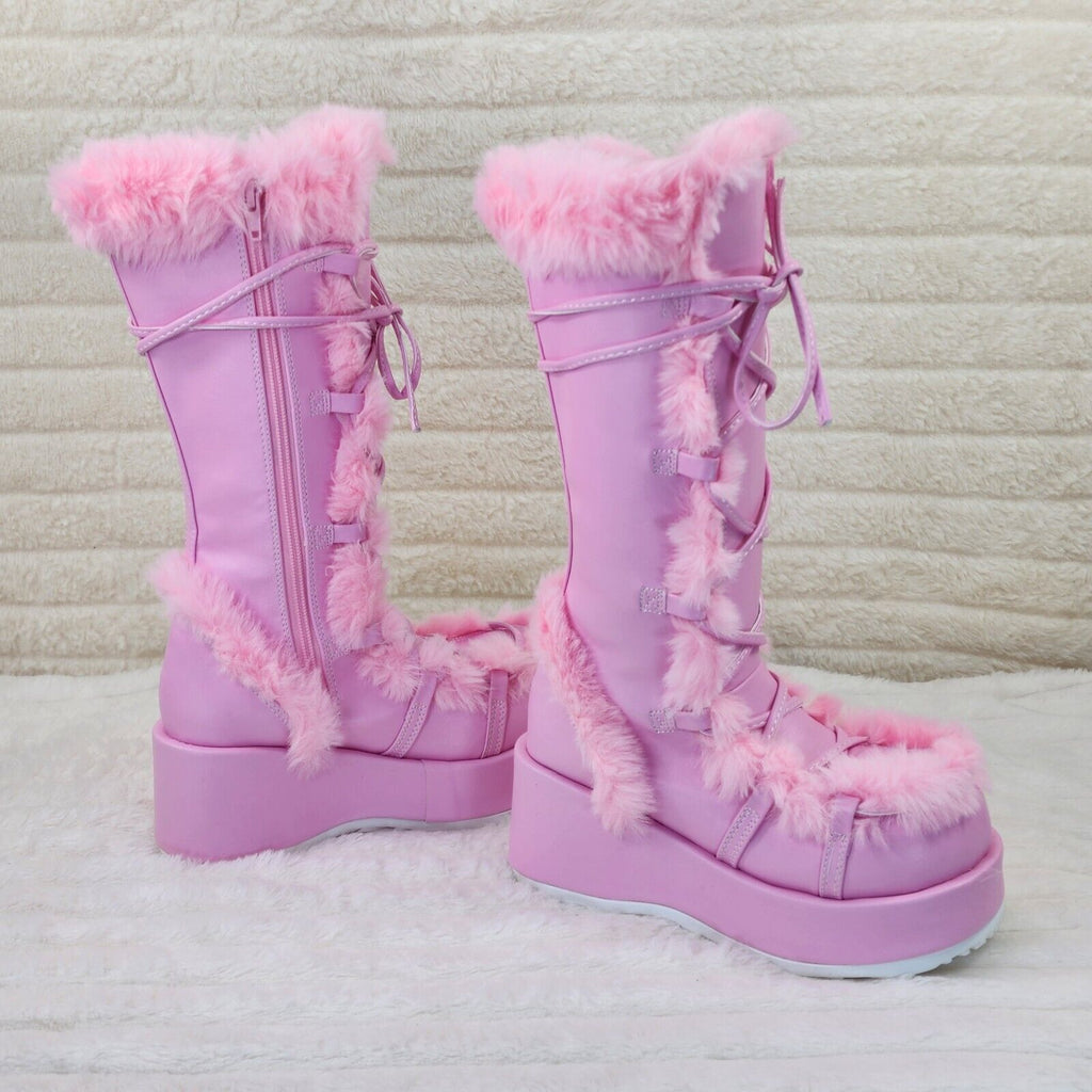 311 Cub Stomper Baby Pink Mammoth Platform Goth Punk Knee Boots NY Restock - Totally Wicked Footwear