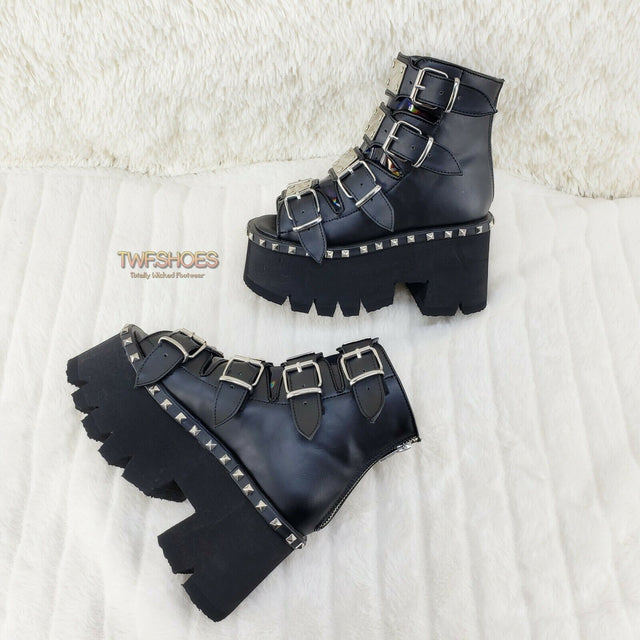 Demonia Ashes 70 Black 3.5" Platform Heel Goth Punk Sandal Boots NY - Totally Wicked Footwear