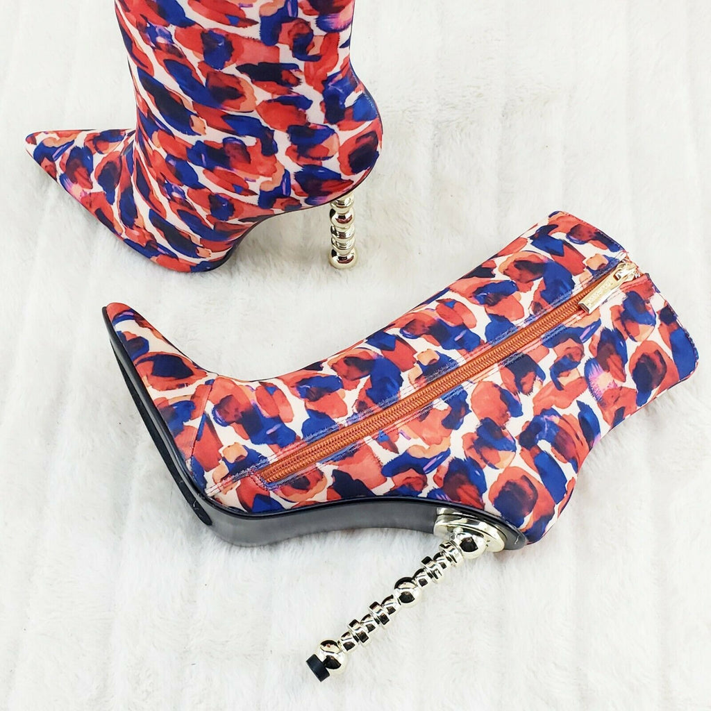 5" Geo Deco High Heel Multi Color Print Pointy Toe Ankle Boots Shawna - Totally Wicked Footwear
