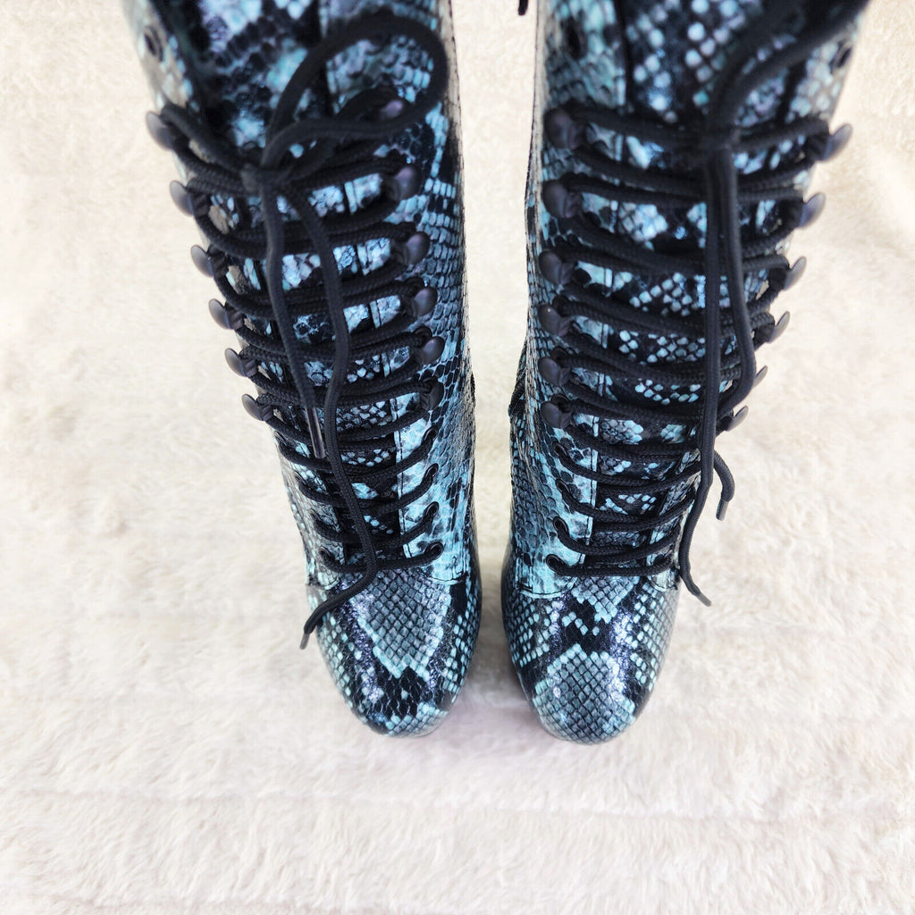 Adore 1020 Mint Snake Print 7" High Heel Platform Ankle Boots NY - Totally Wicked Footwear