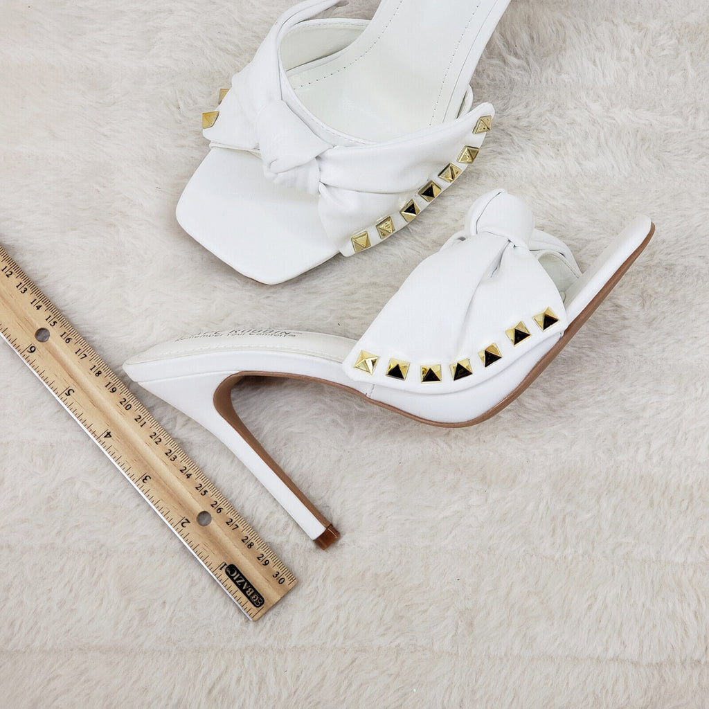 Darian Slip On White Open Toe High Heel Clogs Mules Slides - Totally Wicked Footwear