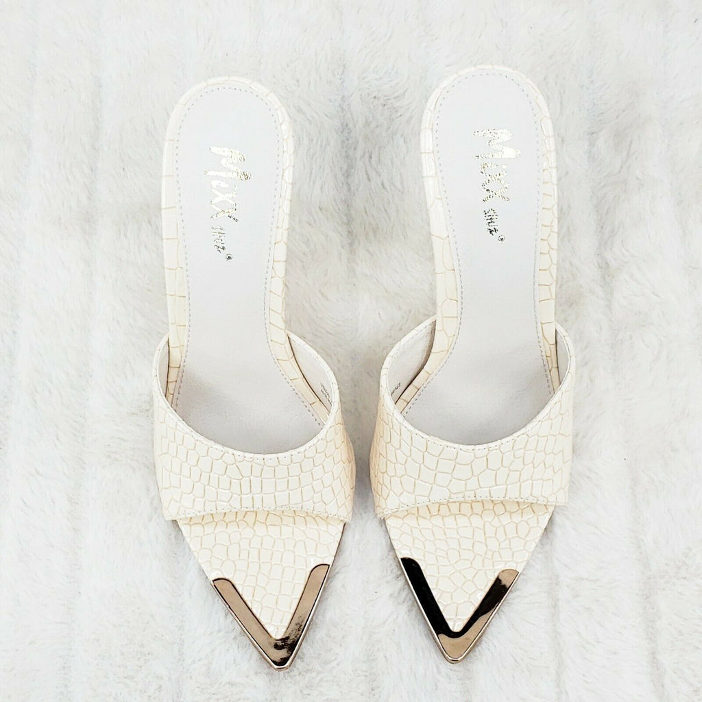 Venus Nude Slim High Heel Pointy Toe Slip On Sandals Slides Clogs - Totally Wicked Footwear