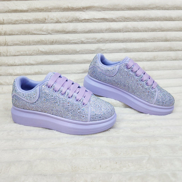 Cush Baby Lilac Purple Rhinestone Sneakers Tennis Shoes - Totally Wicked Footwear