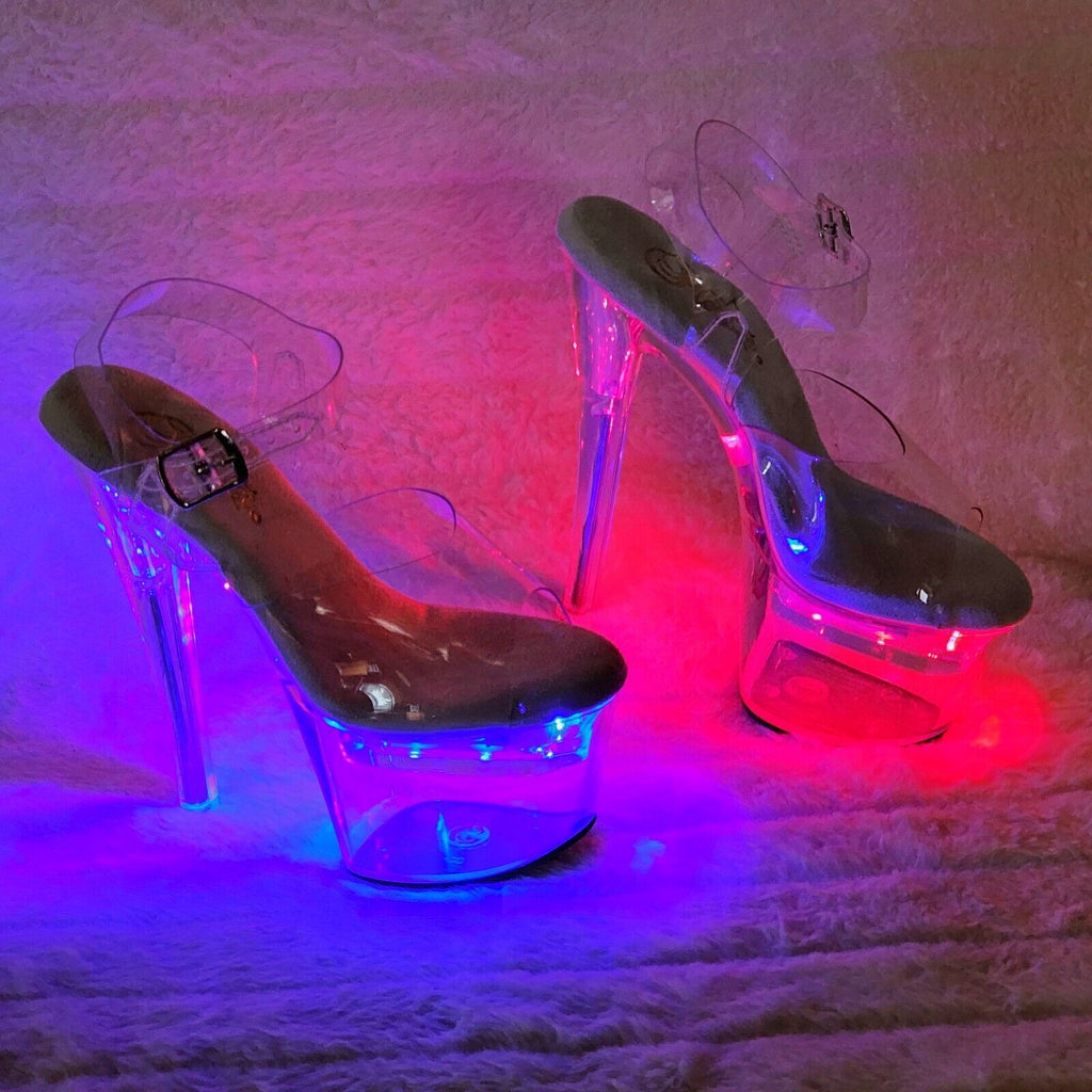 Flashdance LED Multi-Function Light Up Platform Sandals 7" High Heels NY Black - Totally Wicked Footwear